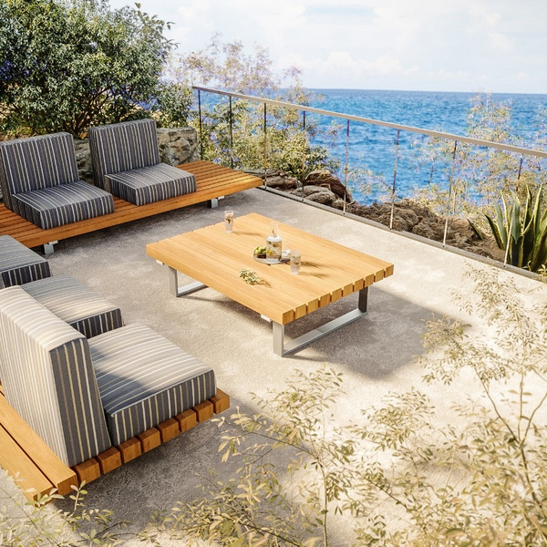 Wizualizacje mebli tarasowych z widokiem na morze